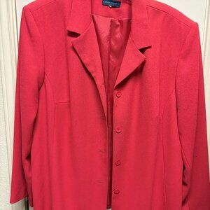 Karen Scott Blazer Coat Women's Plus Size 24W Bright Red Lined‎